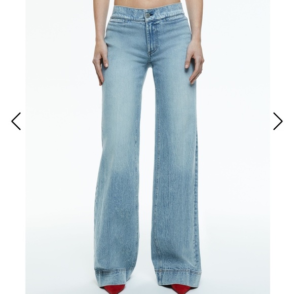 Alice + Olivia Kayla Wide Leg Coin Pocket Jeans Rockstar Blue Size 29 - Picture 1 of 17